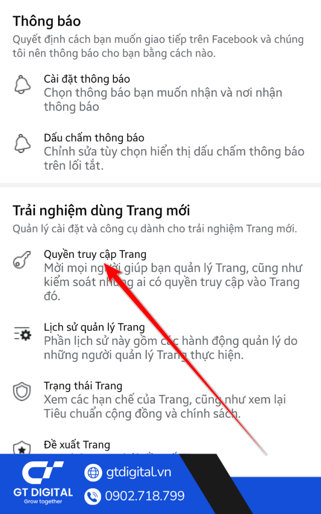 Cách thêm quản trị viên cho Page Profile bằng điện thoại