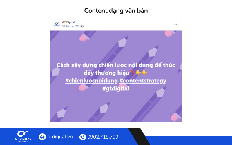 Content Facebook dạng văn bản