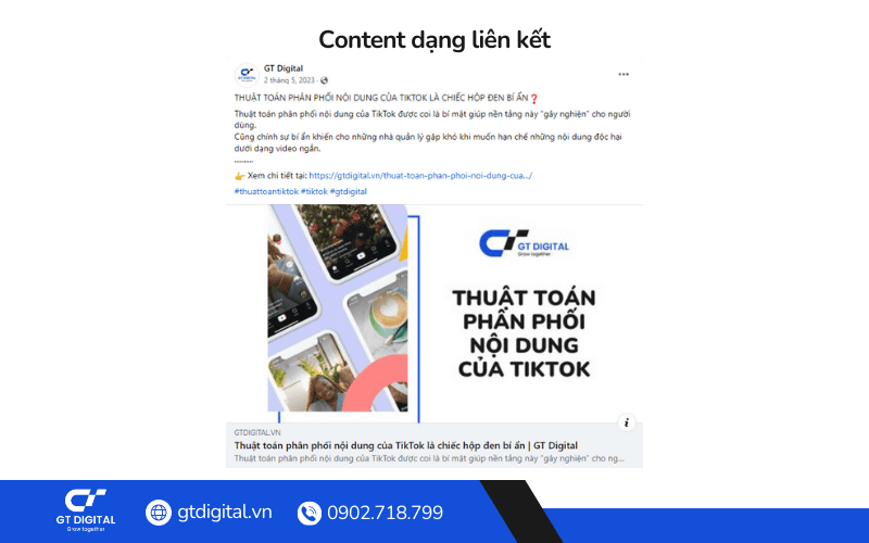 Content Facebook dạng Liên kết